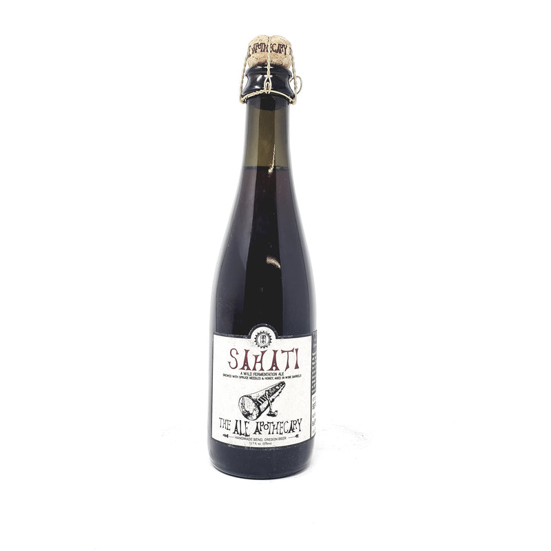 THE ALE APOTHECARY SAHATI, AWILD FERMENTATION ALE BREWED WITH SPRUCE NEEDLES&HONEY.AGED IN WINE BARRELS.500ML BOTTLE