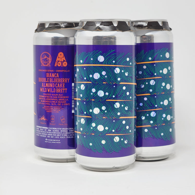 CROOKED STAVE&OMNIPOLLO, BLANCA DOUBLE BLUEBERRY ALMOND CAKE WILD WILD BRETT.16oz CANS