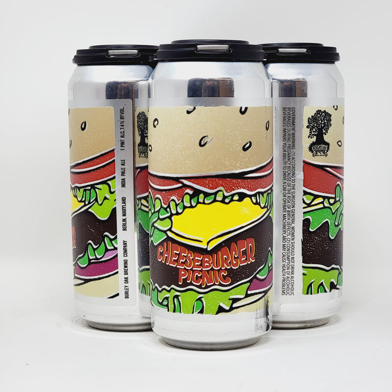 BURLEY OAK, CHEESEBURGER PICNIC, BERLIN,MARYLAND, INDIA PALE ALE. 16oz CANS