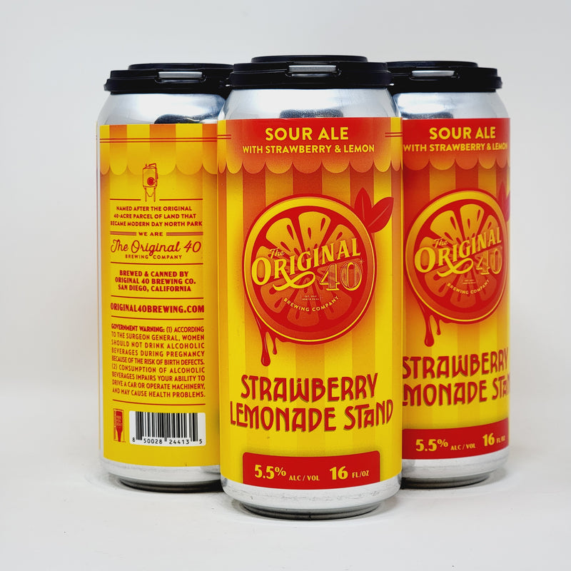 THE ORIGINAL 40, STRAWBERRY LEMONADE STAND,SOUR ALE WITH STRAWBERRY &LEMON.16oz CANS