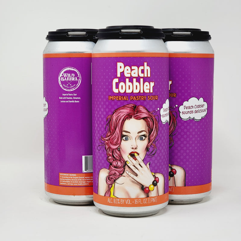 WILD BARREL, PEACH COBBLER, IMPERIAL PASTRY SOUR.16oz CANS