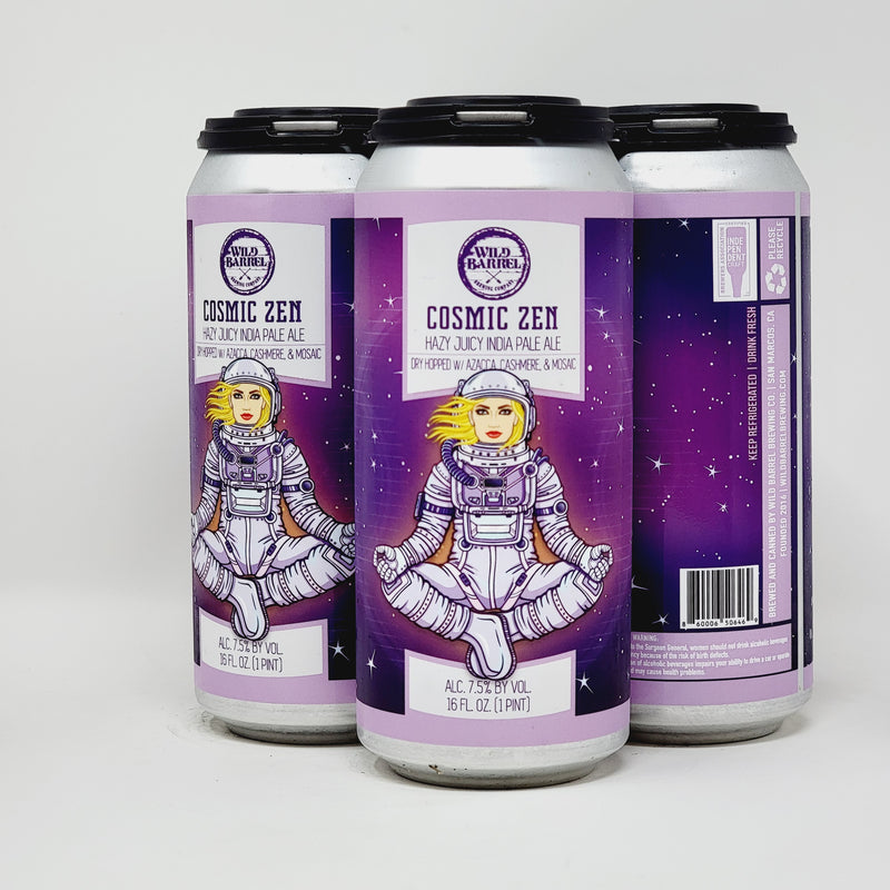 WILD BARREL, COSMIC ZEN, HAZY JUICY INDIA PALE ALE. 16oz CAN