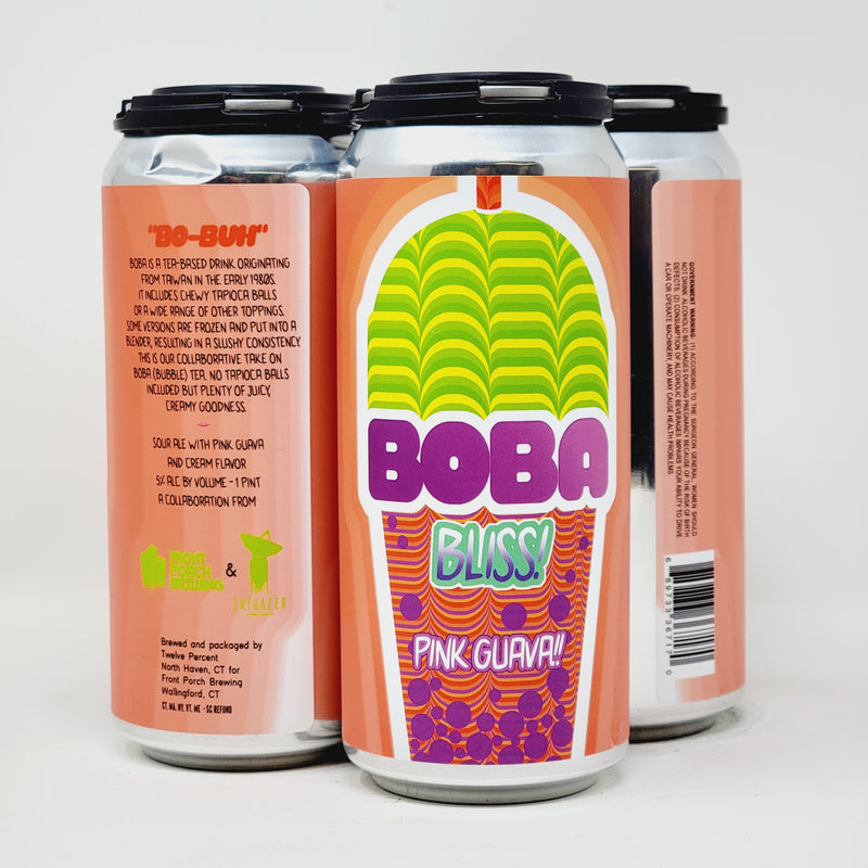 FRONT PORCH, BOBA BLISS! PINK GUAVA!! SOUR ALE WITH PINK GUAVA AND CREAM FLAVOR. 16oz CAN