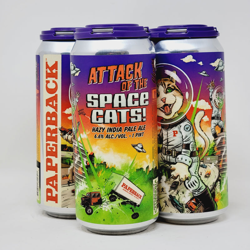 PAPERBACK, ATTACK OF THE SPACE CATS! HAZY IPA.16oz CAN