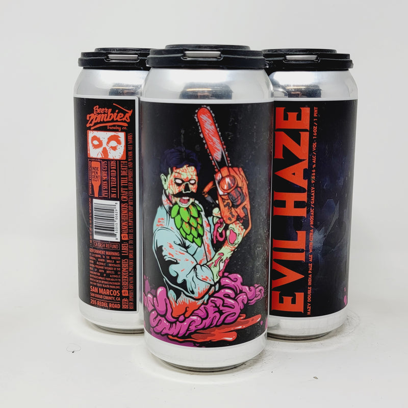 BEER ZOMBIES, EVIL HAZE , HAZY DOUBLE IPA 16oz CAN