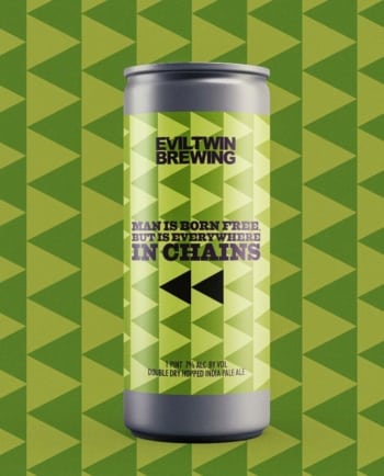 Evil Twin Man is Born Free but is Everywhere in Chains, double dry-hopped IPA 16oz CAN