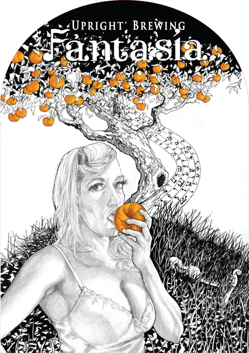 Upright Fantasia 375ml ale barrel fermented on fresh peaches