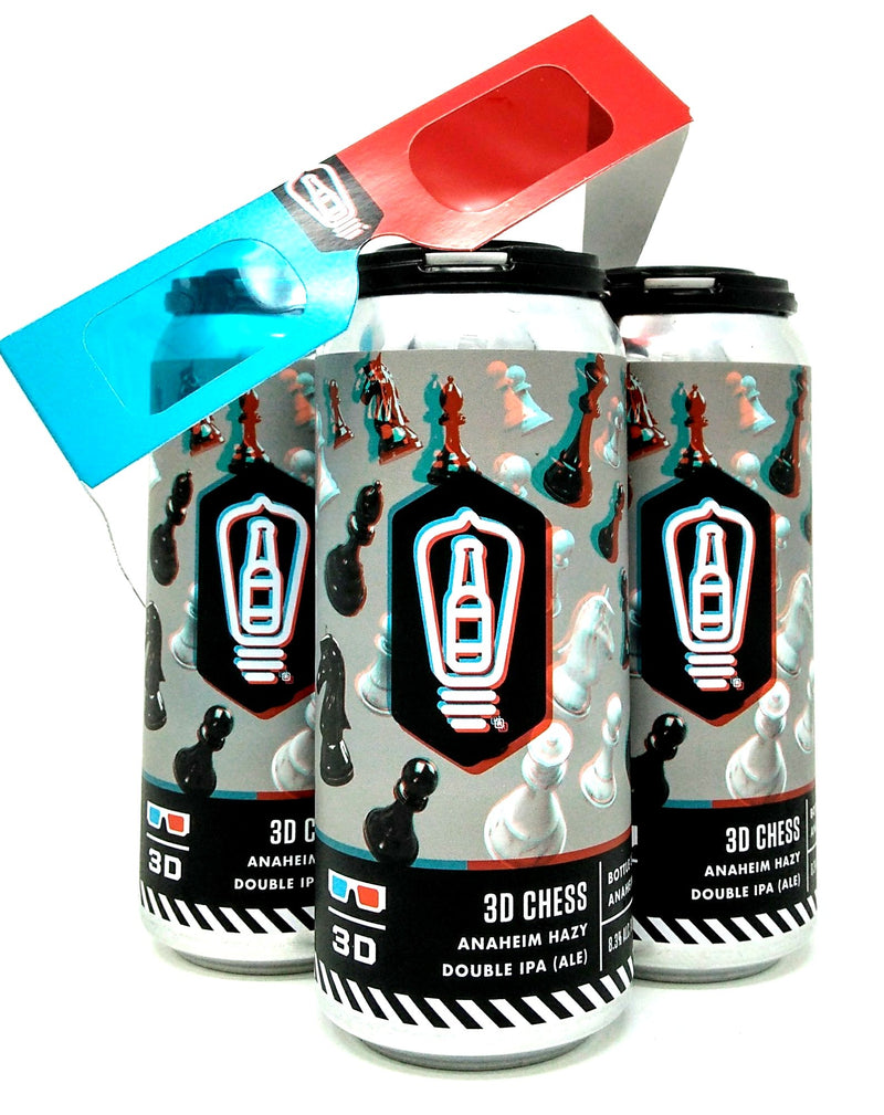 4Pk w/3D GLASSES! by BOTTLE LOGIC BREWING 3D CHESS ANAHEIM HAZY DOUBLE IPA