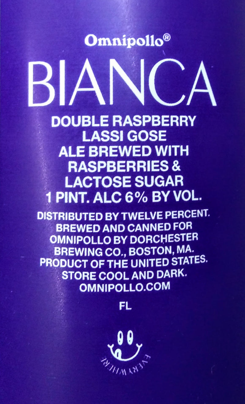 OMNIPOLLO BIANCA DOUBLE RASPBERRY LASSI GOSE SOUR LACTOSE ALE 16oz can
