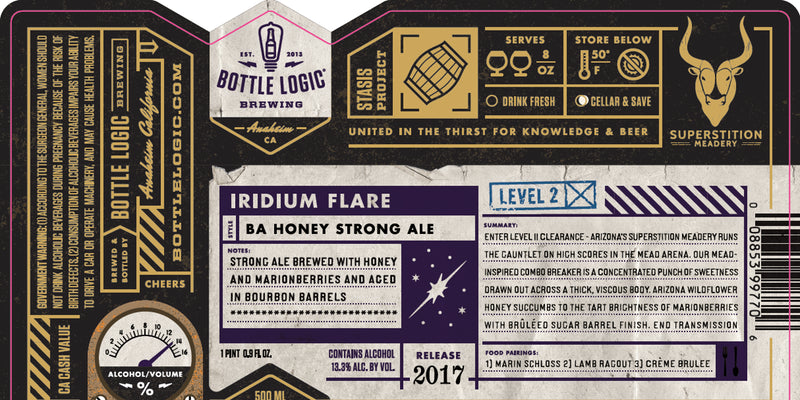 Bottle Logic Brewing Iridium Flare BA Honey Strong Ale 500ml LIMIT 1