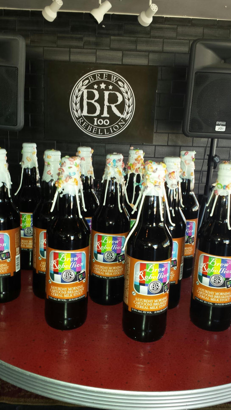 Brew Rebellion Fruity Pebbles Saturday Morning Cartoons Breakfast Cereal Milk Stout 22oz NO LIMIT