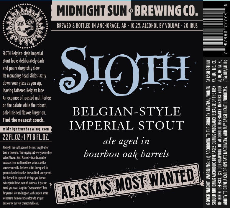 Midnight Sun Sloth Bourbon Aged Belgian Style Stout 22oz