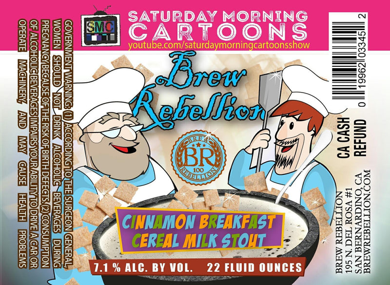 Brew Rebellion Saturday Morning Cartoons Cinnamon Breakfast Cereal Milk Stout 22oz