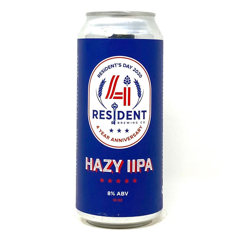 RESIDENT BREWING CO. 4 YEAR ANNIVERSARY RESIDENT'S DAY 2020 HAZY DOUBLE IPA 16oz can