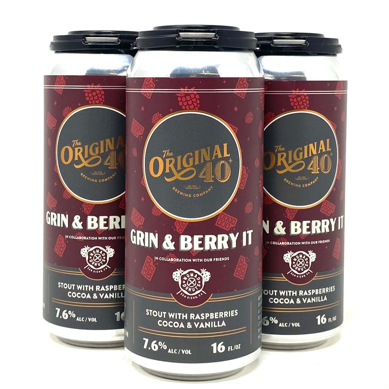 ORIGINAL 40 BREWING GRIN & BERRY IT STOUT w/ RASPBERRIES, COCOA & VANILLA 16oz can