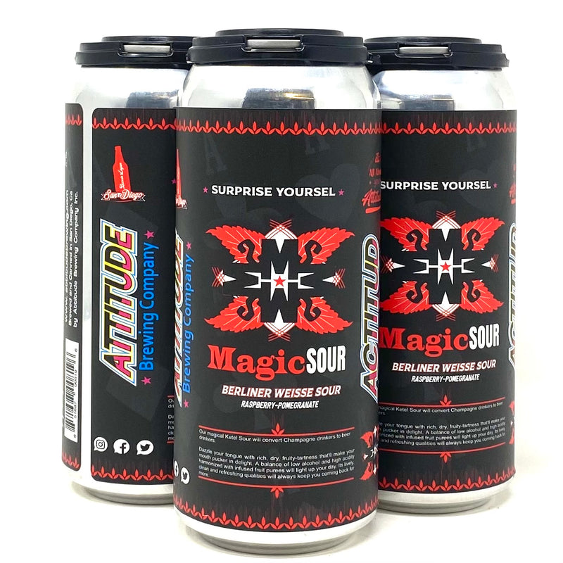 ATTITUDE BREWING MAGIC SOUR BERLINER WEISSE w/ RASPBERRY & POMEGRANATE 16oz can
