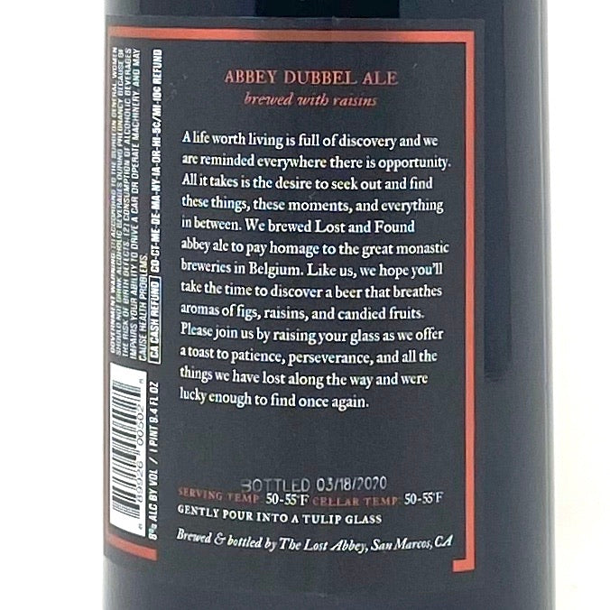 THE LOST ABBEY LOST AND FOUND ABBEY DUBBEL 750ml Bottle