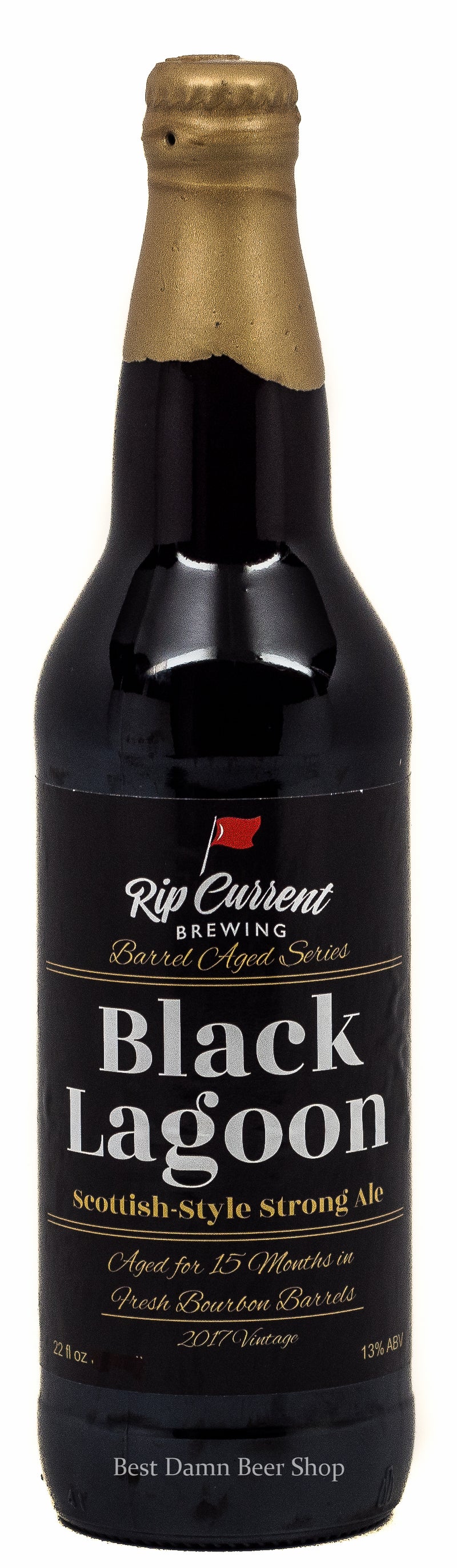 Rip Current Brewing Black Lagoon  Scottish-Style Strong Ale aged for 15 months in Fresh Bourbon Barrels