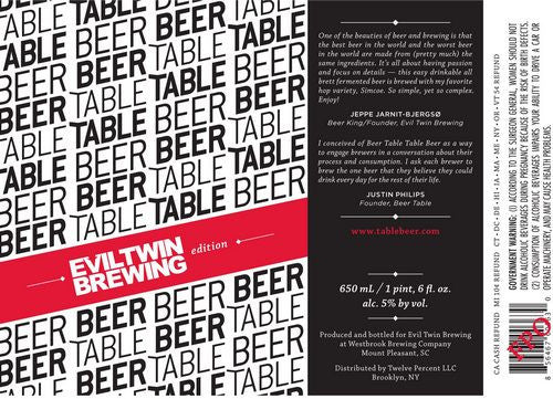 Evil Twin Table Beer