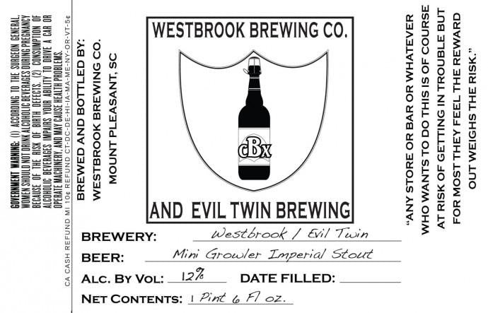 Westbrook / Evil Twin Mini Growler Imperial Stout LMT 2